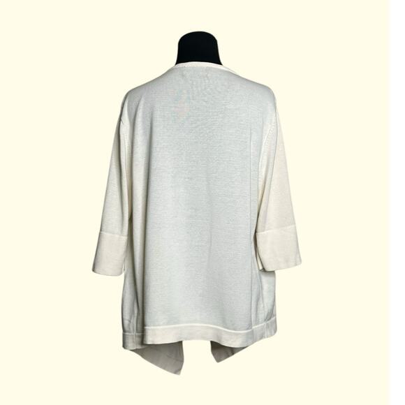 Investment cream short sleeves open front cardigan size XL - Picture 2 of 9